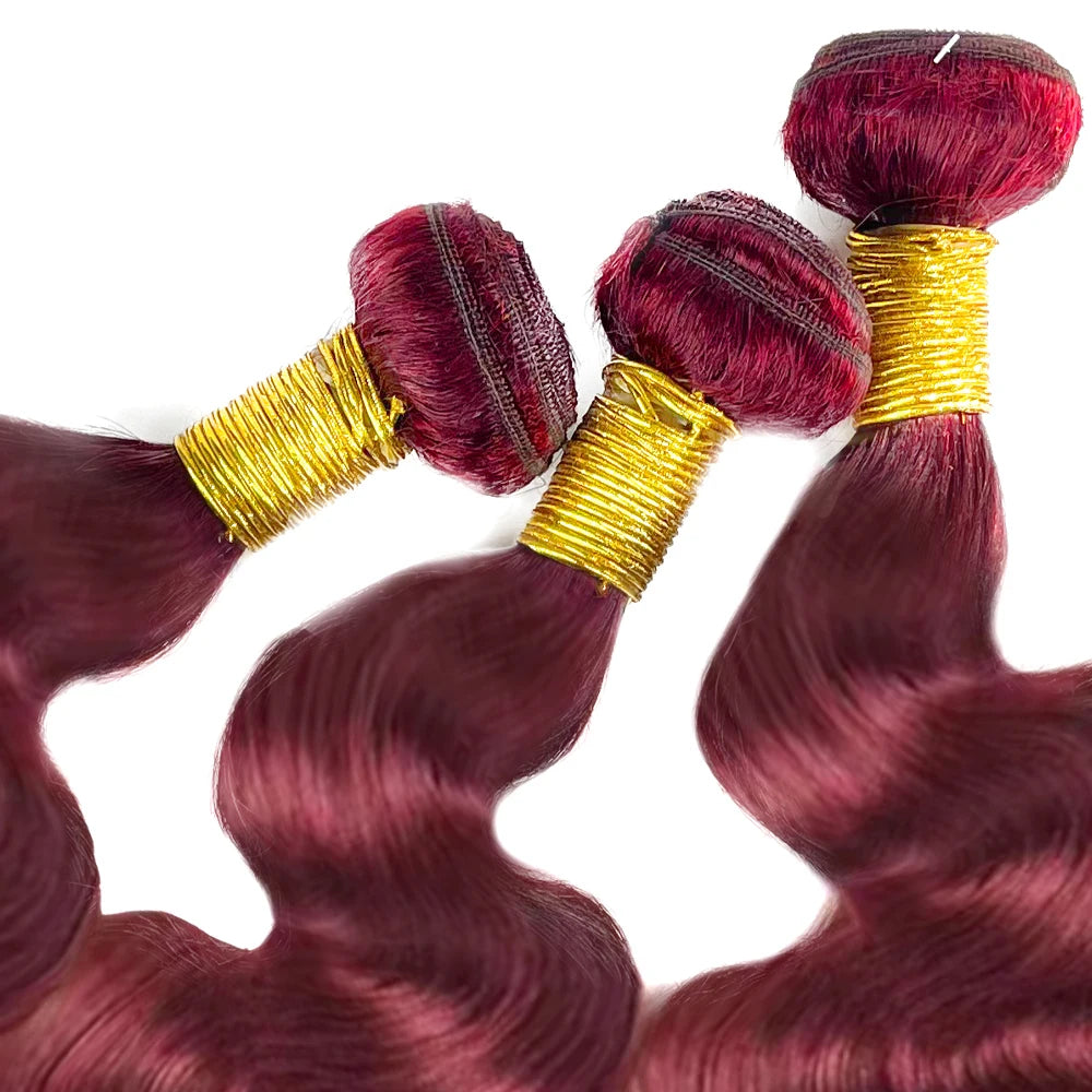 99J Human Hair Bundles Wine Red Bundles Burgundy Body Wave Human Hair Bundles Brazilian Unprocessed Virgin Hair Burgundy Bundles