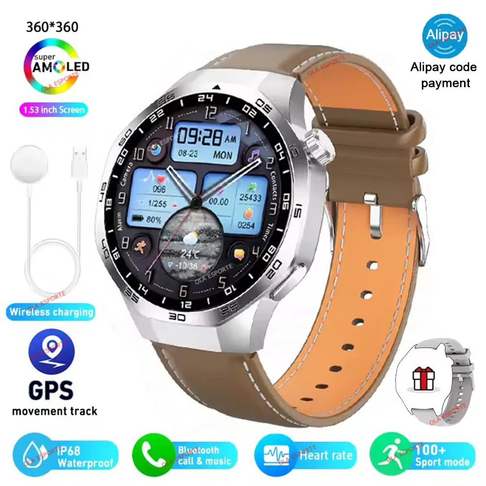 Smart Watch Men Watch 5 Pro AMOLED HD Screen Bluetooth Call GPS Trajectory NFC Heart Rate Monitor Compass SmartWatches 2025 New