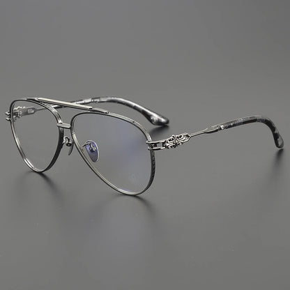 New Fashionable Large Frame Pilot Eyeglasses Frame Titanium Luxury Men's and Women's High Quality Optical Prescription Glasses