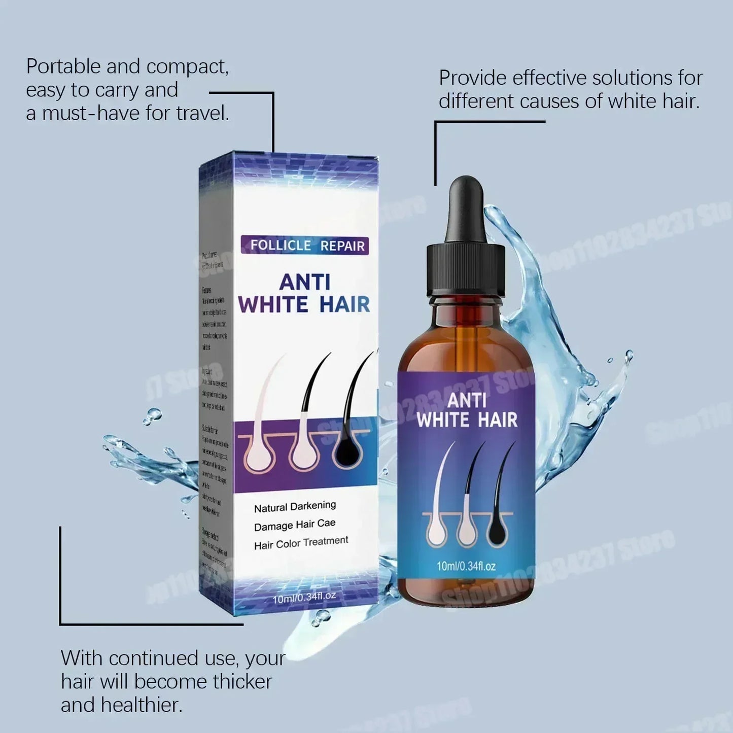 Natural Anti Gray Hair Serum | Nourishing Hair Care Remedy - Repair White & Darkening Hair