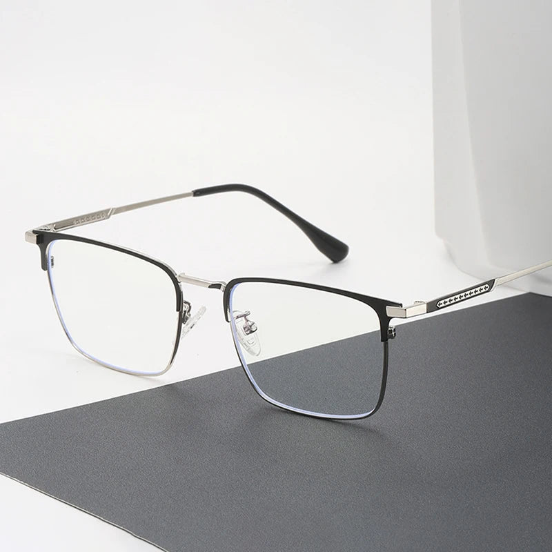 Classic Business Half Glasses Frame Men Women Ultralight Titanium Alloy Square Frame Anti Blue Light Optical Eyeglasses