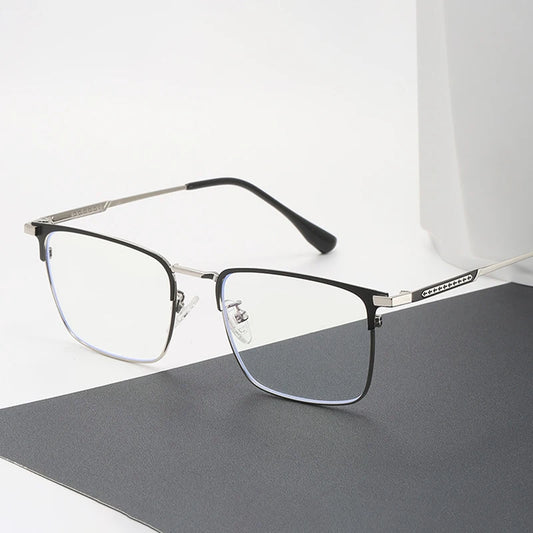 Classic Business Half Glasses Frame Men Women Ultralight Titanium Alloy Square Frame Anti Blue Light Optical Eyeglasses