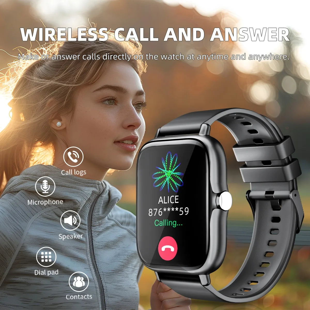 1.83'' Waterproof Smart Watch with Message Answer Call Sleep Monitoring Sports Pedometer Information Alerts For iPhone Android