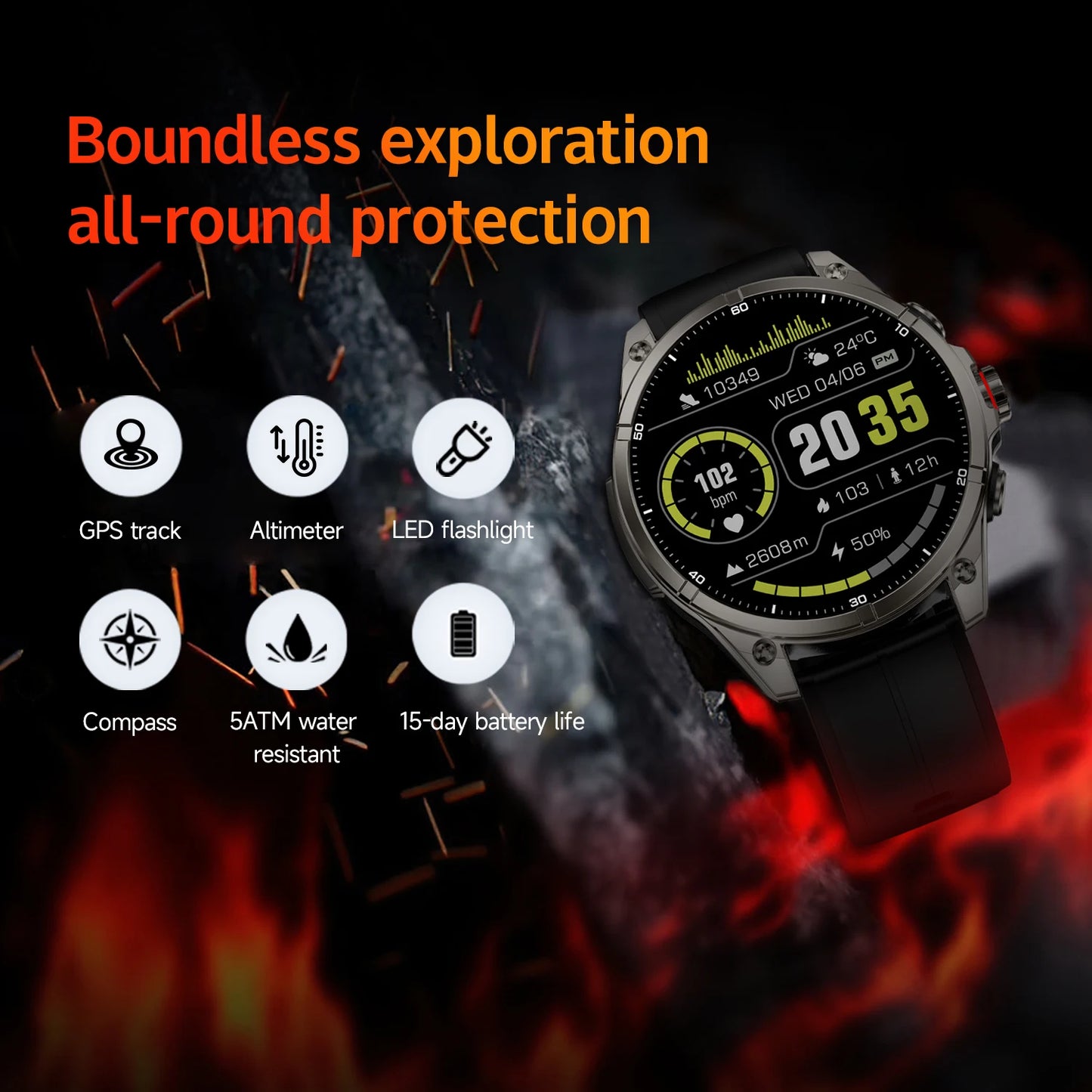 2025 New Premium GPS Smart Watches Outdoor Altimeter Barometer AMOLED Screen Built-in GPS Compass Military Sports Smartwatch Men