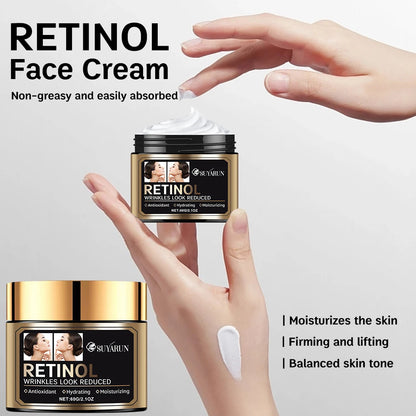 SUYARUN Premium Anti-Aging Retinol Face Cream with Hyaluronic Acid & Vitamin E – Deep Moisturizing, Wrinkle Reduction.