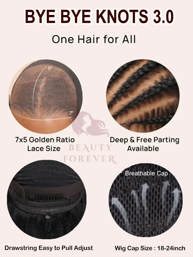 Beautyforever NEW Elastic Drawstring Glueless Human Hair Wig Yaki Straight 7x5 Bye Bye Knots Wear and Go Glueless Wig Raw Hair