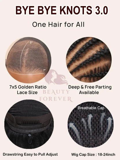 Beautyforever NEW Elastic Drawstring Glueless Human Hair Wig Yaki Straight 7x5 Bye Bye Knots Wear and Go Glueless Wig Raw Hair