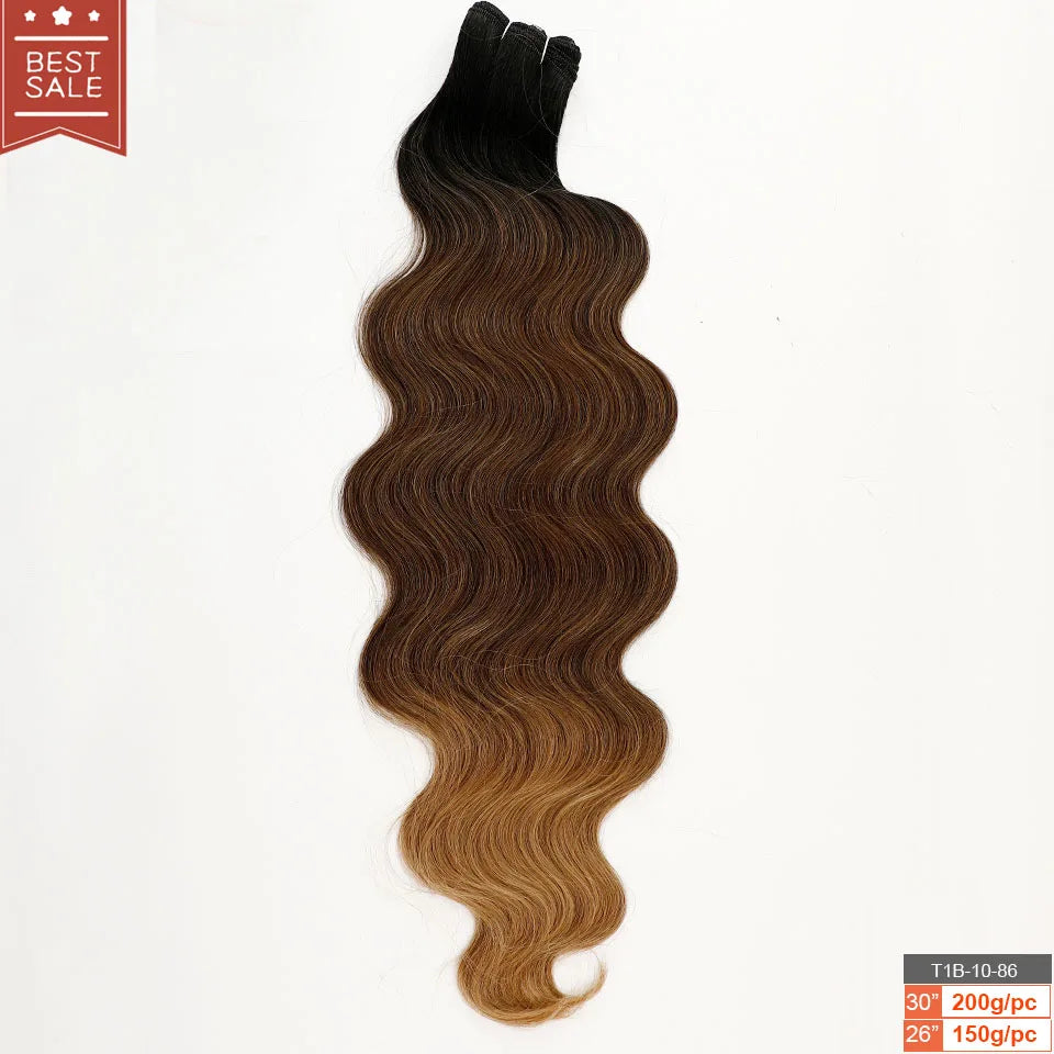 Magicae Blond 27/613 Highlight Ombre Brown High Temperature Synthetic Body Wave Ponytail 30Inch 200g Hair Extensions Wavy Bundle
