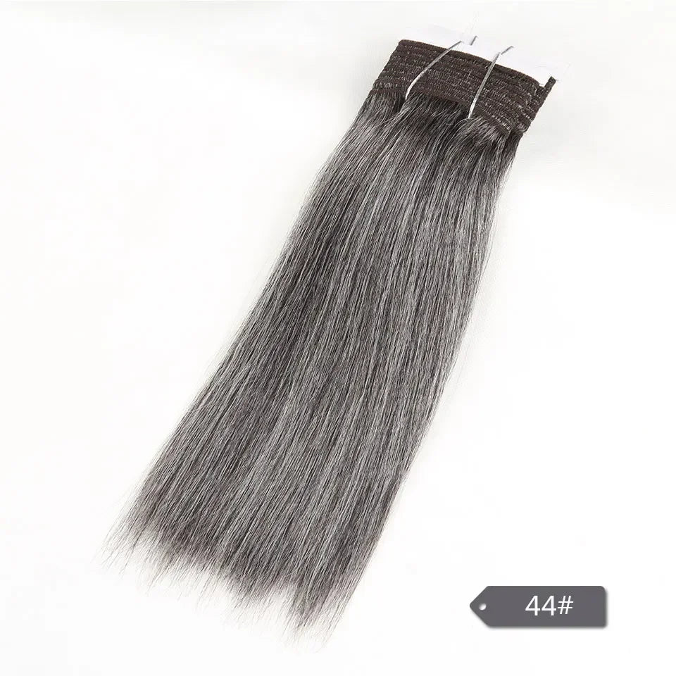 Sleek Yaki Straight Gray Hair Bundles Brazilian Hair Weave Bundles Silver Grey  #44 #34 51# For Black Remy Human Hair Extensions