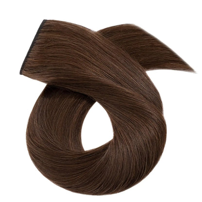 One-Piece Clip In Human Hair Extensions 1 Piece 5 Clips 3/4 Full Head #4 Medium Brown Straight Clip In Human Hair Extensions