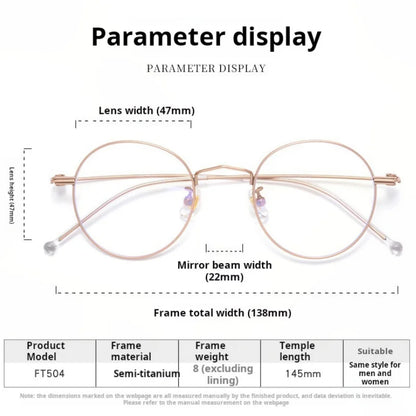Ultra light Titanium Prescription Glasses Women Men Fashion Design Progressive Optical Glasses Myopia Hyperopia Eyewear FT504Y