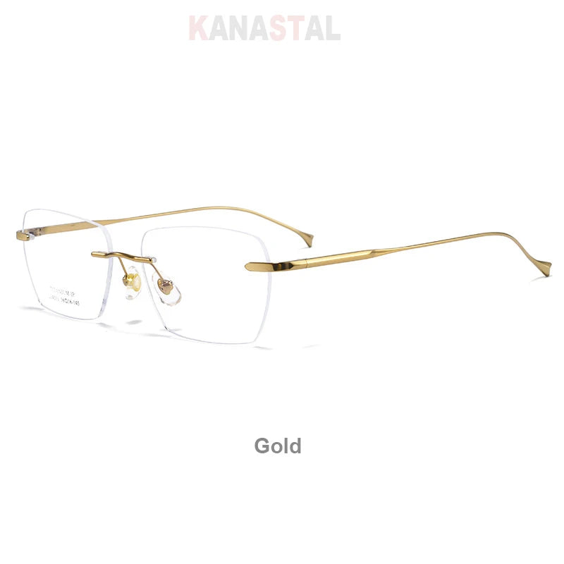 Men Rimless Prescription Glasses Reading Myopia Optical Lenses Eyewear Women Blue Light Blocking Titanium Metal Eyeglasses Frame