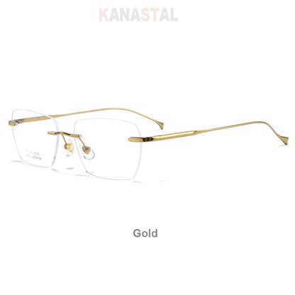 Men Rimless Prescription Glasses Reading Myopia Optical Lenses Eyewear Women Blue Light Blocking Titanium Metal Eyeglasses Frame