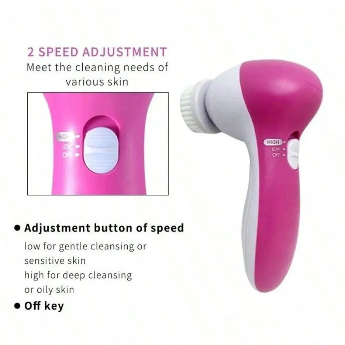 Ultrasonic Face Cleanser Tool, 5 in 1 Electric Skin Care Massager for Deep Pore Cleansing, Removing Dead Skin Cells