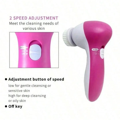 Ultrasonic Face Cleanser Tool, 5 in 1 Electric Skin Care Massager for Deep Pore Cleansing, Removing Dead Skin Cells