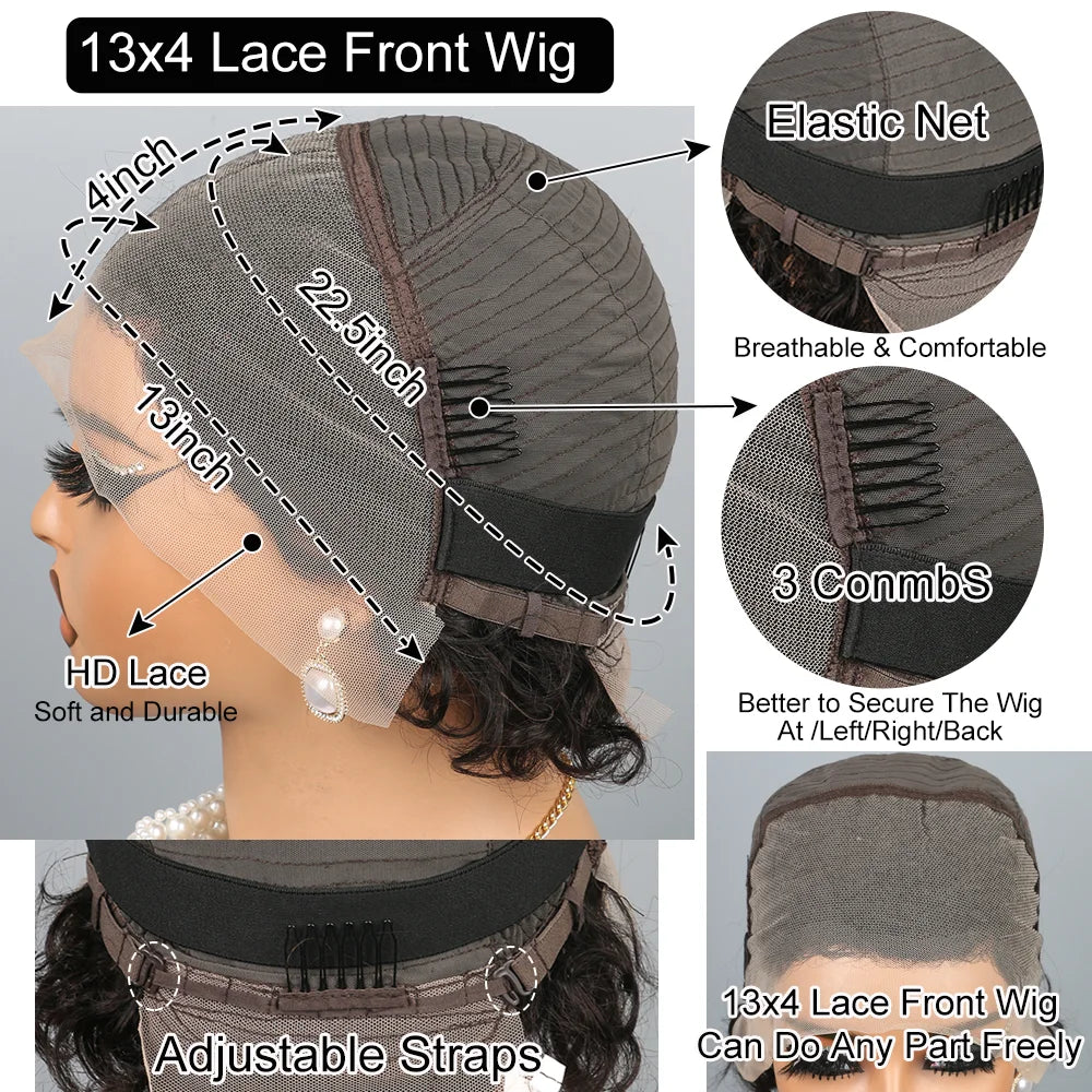 Pixie Cut Wig Human Hair Short Curly Lace Front Wigs Human Hair 13X4 Short Curly Bob Human Hair Wigs Short Wigs for Women