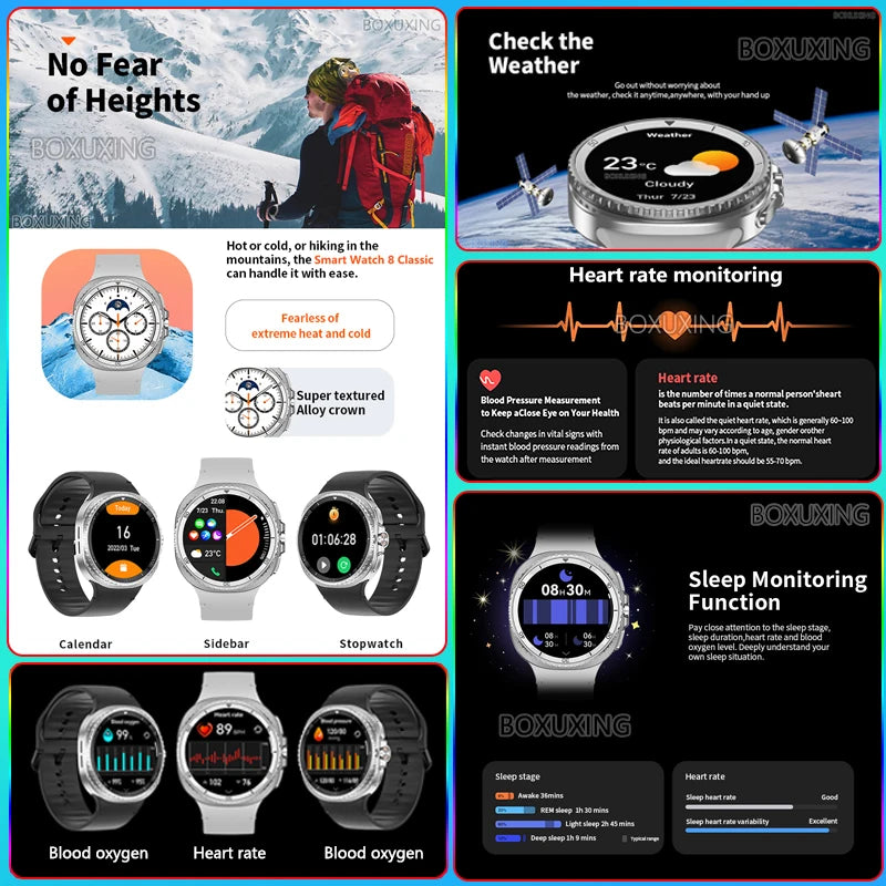 2025 New Watch 8 Classic GPS Trackr Smart Watch Men Woman Compass NFC Custom Dial 460*460 AMOLED Bluetooth Call Sport Smartwatch