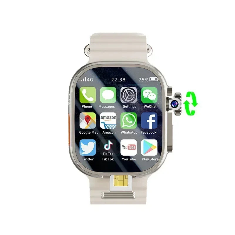 4G Android smartwatch DW99 with 2.2-inch Amoled rotating camera, supports video call, GPS and WIFI app downloads Smart watch Men