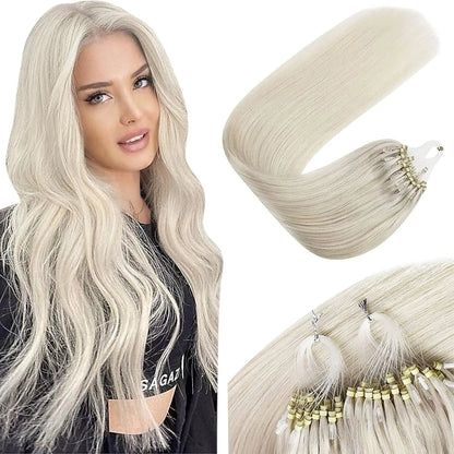VeSunny Remy Micro Loop Human Hair Extensions Micro Beads Hair Silky Soft Micro Ring Hair Extensions 1g/strand 50g