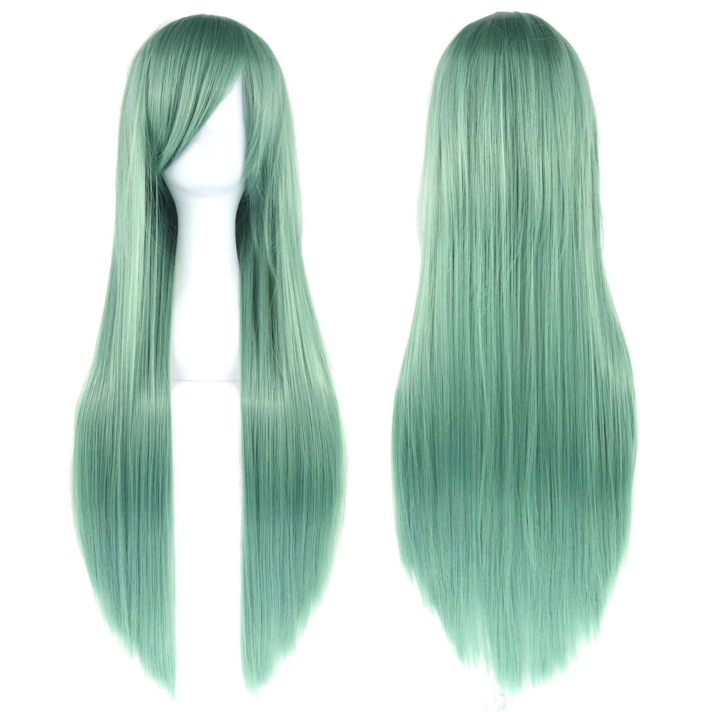 80cm Long Synthetic Hair White Purple Cosplay Wigs Party Black Hair  for Women Straight Wig Hairpiece