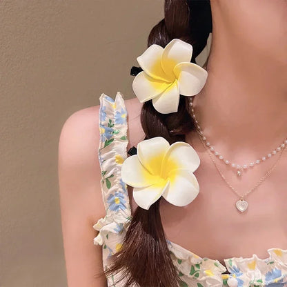 Fashion Women Plumeria Flower Hair Clips Girls Aesthetic Hairpins Egg Flower Barrette Party Bag Hair Accessories