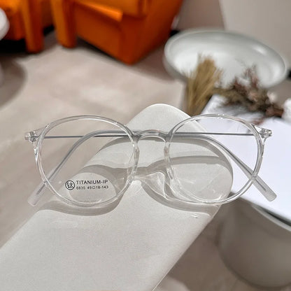 MOMOJA Ultralight TR90 Titanium Myopia Glasses Retro Round Optical Prescription Spectacle Frames for Men and Women XM6835