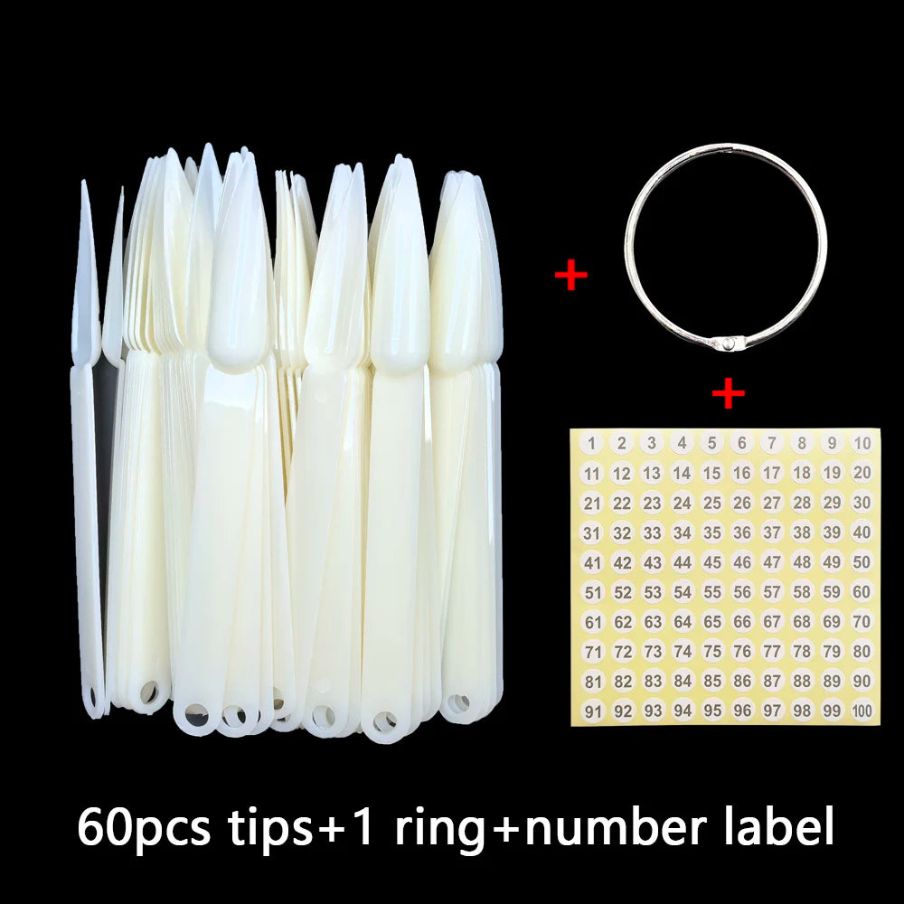 False Nail Tips Nail Swatch Nail Art Display Sticks Acrylic Fan Gel Nail Polish Showing Shelf 30/60 pcs Practice Manicure Tool