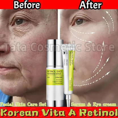 Korean Vita A Retinol Shot Tighten Booster Serum & Eye cream Lifting Anti-Aging Pore Shrink Dark Circles Repair Skin Care Set