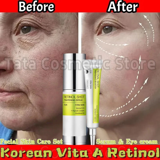 Korean Vita A Retinol Shot Tighten Booster Serum & Eye cream Lifting Anti-Aging Pore Shrink Dark Circles Repair Skin Care Set