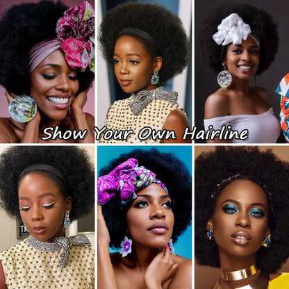 Tereshar Synthetic Short  Afro Puff Headband Wigs for Black Women 8inch Afro Puff Hair Kinky Curly Wigs for Daily Party Use