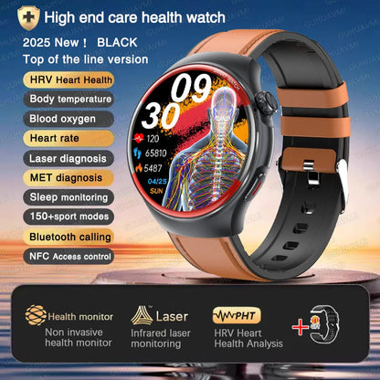 2025 New AI Health Analysis HRV+NFC SmartWatch Men Women Blood Pressure Heart rate Temperature BT Call Sports Fitness Smartwatch