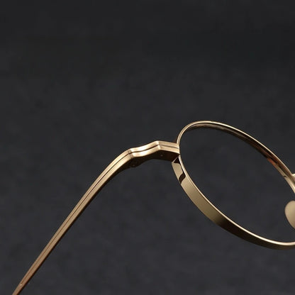 YIMARUILI Ultra-Light Pure Titanium Wide-Rim Retro Round Eyewear Frame Myopia Prescription Eyeglasses Frame Men And Women 10518