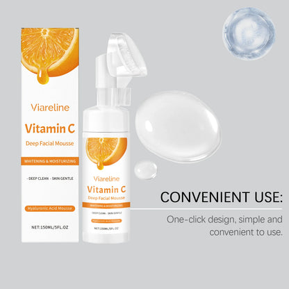 Vitamin C Facial Cleanser Deep Cleansing Oil Control Reduce Blackhead Remove Pore Clogging Moisturize Firm Face Cleansing Mousse