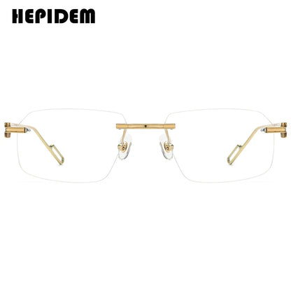 HEPIDEM Alloy Glasses Frame Men Luxury Famous Brand Design Retro Vintage Square Eyeglasses Rimless Spectacles Frameless Eyewear