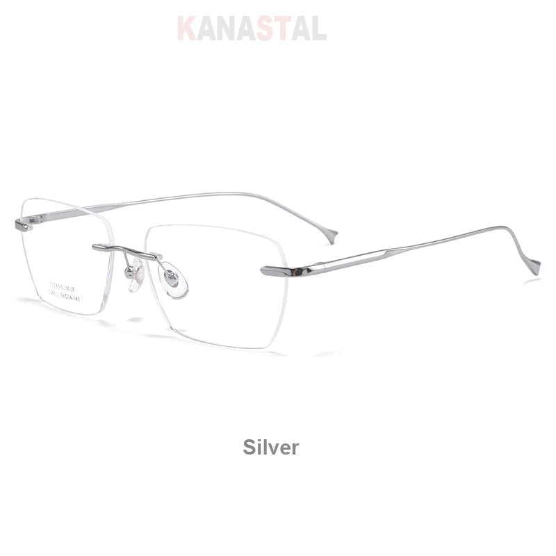 Men Rimless Prescription Glasses Reading Myopia Optical Lenses Eyewear Women Blue Light Blocking Titanium Metal Eyeglasses Frame