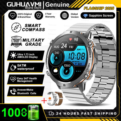 GUHUAVMI TANK X3 ULTRA 2 Smartwatch 1.73" AMOLED Screen 5ATM&IP69K Durable 1000mAh Battery GPS Sports Fitness Track Smart Watch