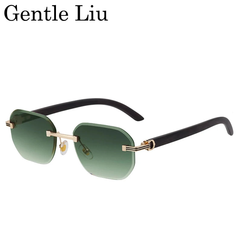 Vintage Square Rimless Sunglasses Men 2025 Luxury Brand Trendy Frameless Punk UV400 Eyewear Anti Blue Light Prescription Glasses