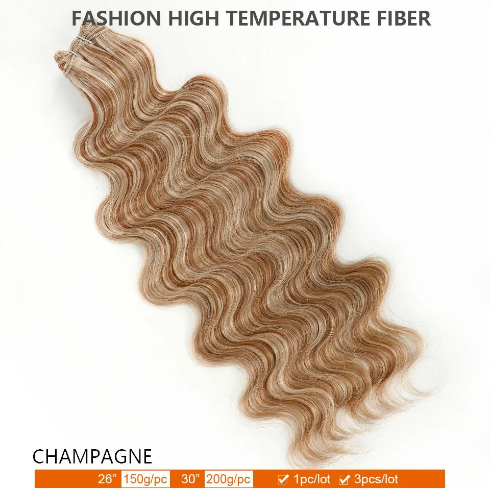 Highlight P27/613 Gold Blond 613 Body Wave Hair Extensions 30" Synthetic Hair Bundles High Temperature Soft Natural Fiber Human