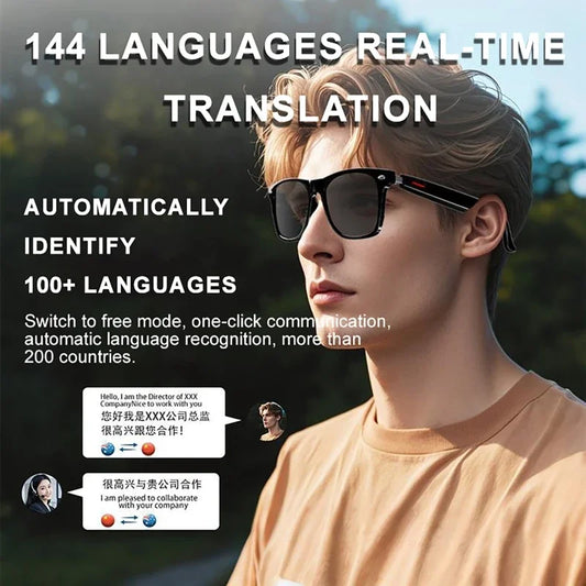 Smart Glasses 144 AI Languages Translator Chat Intelligent Bluetooth Call Glass Touch Headset Real-time Sunglasses for Women Man