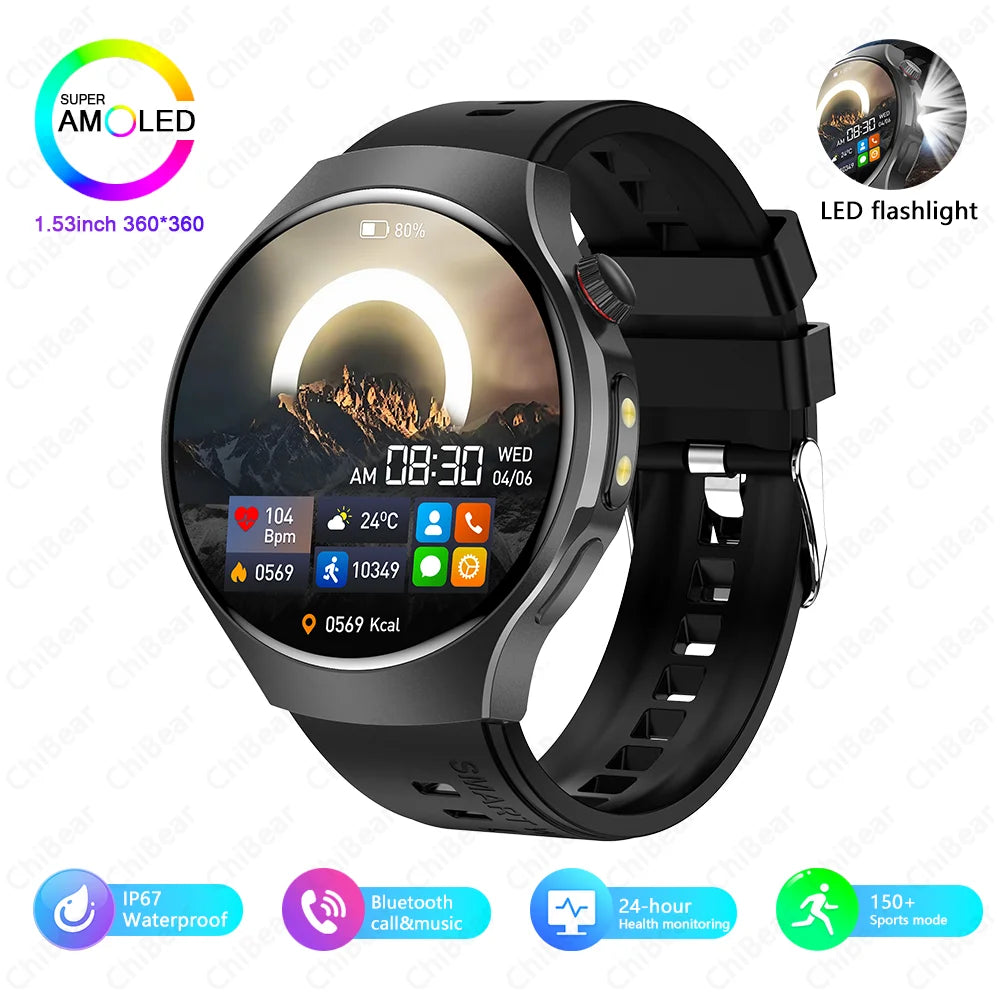 2025 New Outdoor GPS Sports Smart Watch Men AMOLED HD Screen Heart Rate Monitor For HUAWEI Bluetooth Call Waterproof Smartwatch