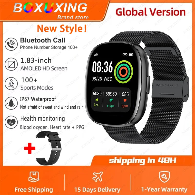 For Huawei Xiaomi Sports Smart Watch Men Women 1.83 Inch AMOLED HD Screen Heart Rate IP68 Waterproof Bluetooth Call Smart Watch