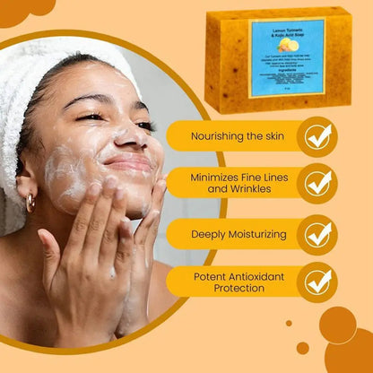 Turmeric Kojic Acid Cleansing products Exfoliating Cleansing Pads Skin Care oil-control Lemon Kojic Acid Soap Daily Cleansing