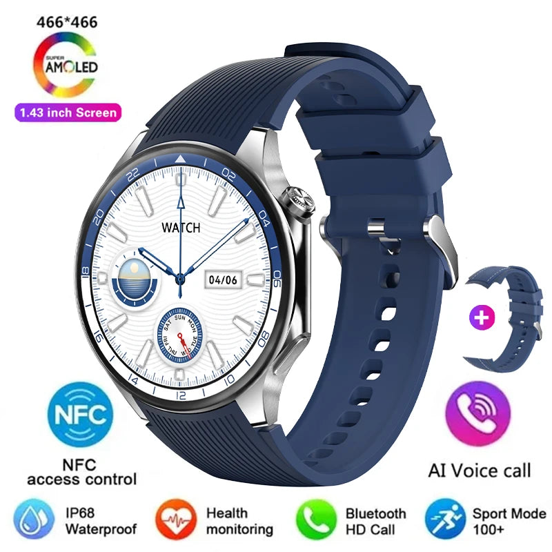 New For OPPO Smart Watch Men  GPS Trajectory Compass 466*466 AMOLED HD Screen Bluetooth Call 120+Sports Fitness Man Smartwatch