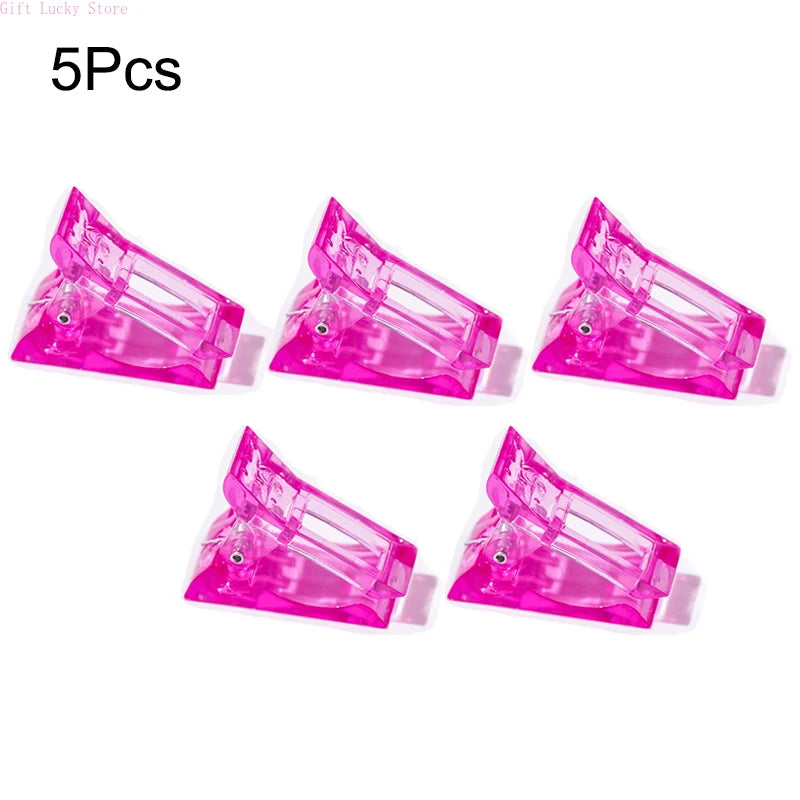 1/5/10Pcs Acrylic Nail Clip Transparent Gel Building Tips Clips Finger Nail Polish Extension UV Clamps Manicure Art Builder Tool