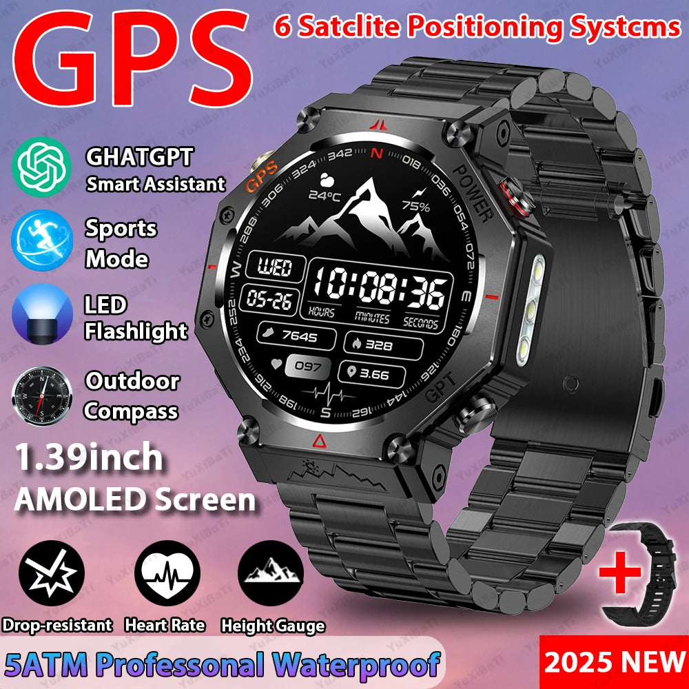 Military Smart Watch T-Rex 3 Bulit-in GPS Compass Altimeter Barometric IP69K Waterproof Watches AMOLED Bluetooth Call Smartwatch