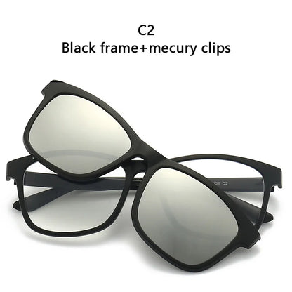 Magnetic Sunglasses Clip And Optical Glasses Frame 6 in 1 Women Men Polarized or Night Vision Multipurpose Eyeglasses  Set 2201