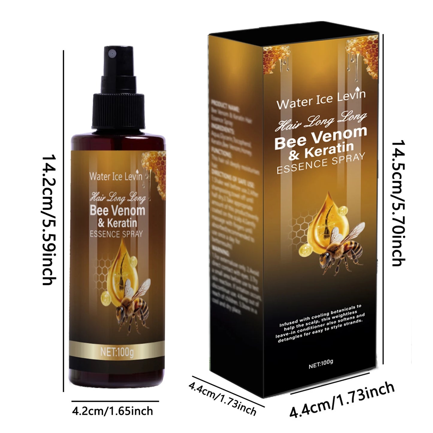Bee Venom Leave-In Conditioner Spray, Anti-Frizz Formula, Instantly Increase Hair Volume and Texture, Suitable for All Hair Types