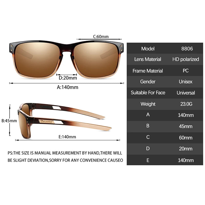 Sport Fashion Square Polarized Sunglasses man TR90  Fashion   Driving Fishing  UV400 Eyewear