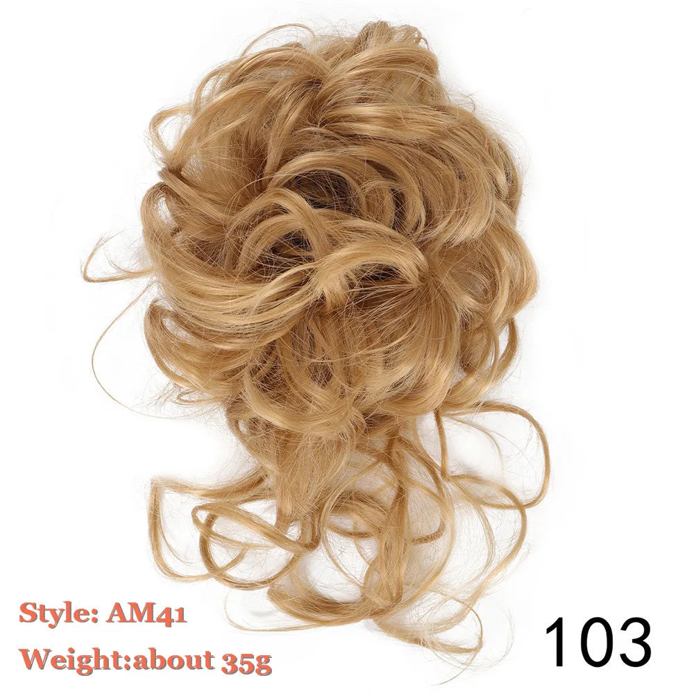 Synthetic Hair Bun Messy Scrunchies Hairpiece Elastic Chignon With Elastic For Women Donut Bun Ponytails Blonde Black Brown