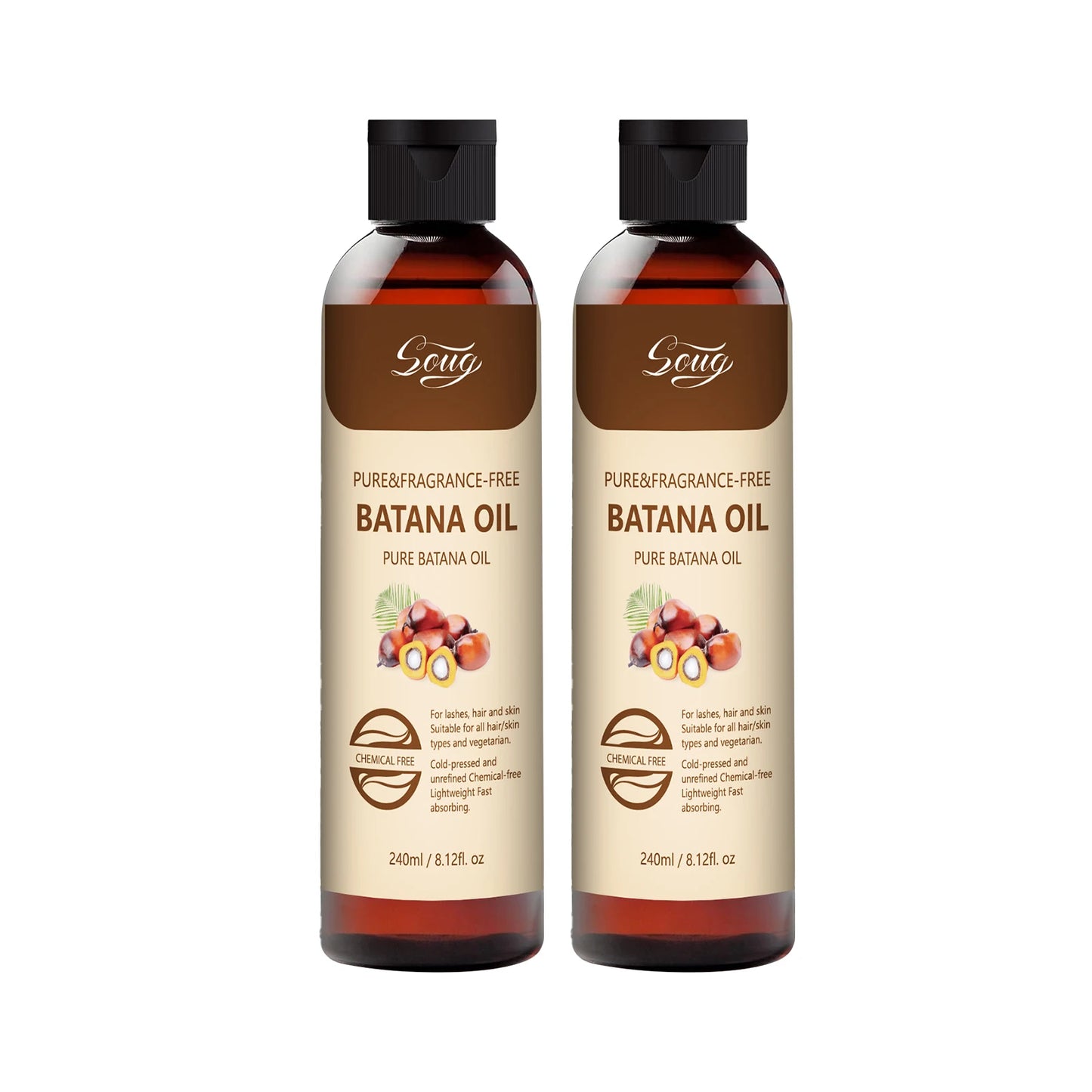 Pure Natural Batana Oil for Hair Growth, Eyelashes & Skin Care - 240ml Cold-Pressed Treatment for Dry Hair Repair
